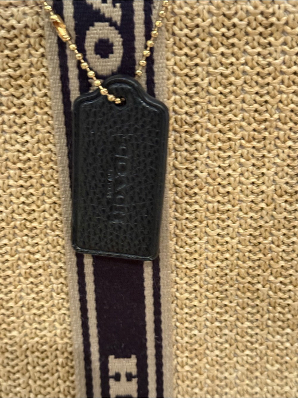 COACH Smith Tote Bag CAL88 Toast Black 2way Crossbody Straw Pebble Leather - Picture 11 of 11
